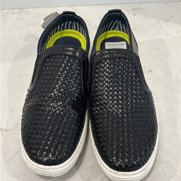 Spring Step Mens Sz 41 8 8.5 DANIELO Slip On Sneaker Loafer Black Weave Leather - Picture 4 of 14